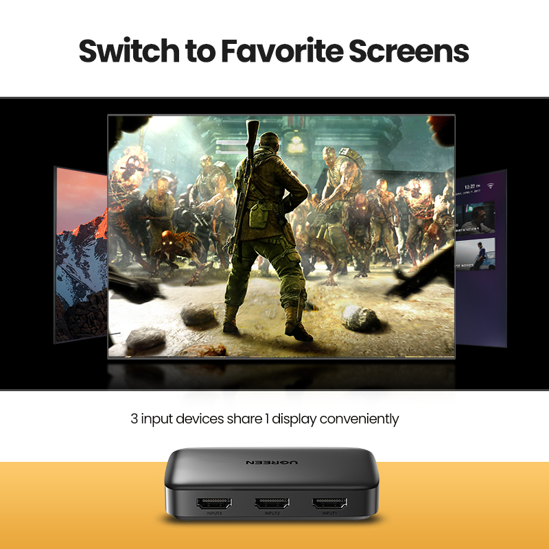 UGREEN HDMI Switch 4K 3 Ports HDMI Switcher Hub Adapter Splitter with IR Remote Control for PC  Xbox 360 One PS4 PS3 Nintendo Switch Blu-ray player Apple TV Roku Fire Stick. 