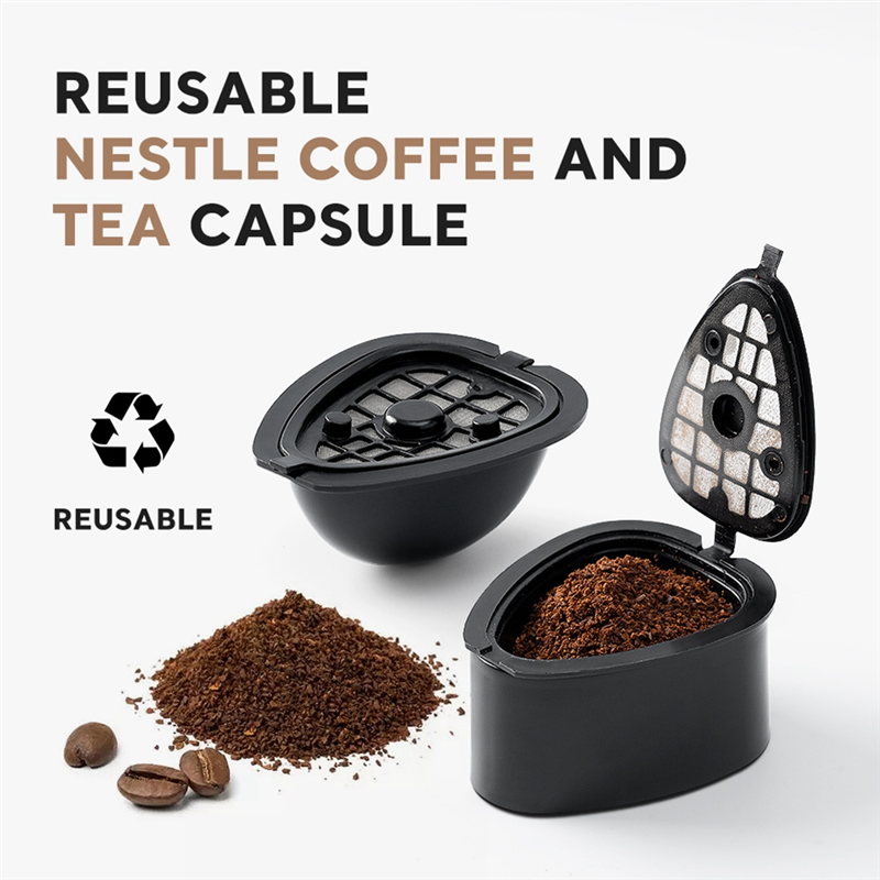 Coffee Capsule Pod Black with Spoon Brush for NESTLE ST 9662.62 Refillable Filter Pod Replacement Coffee Capsule Tea. 