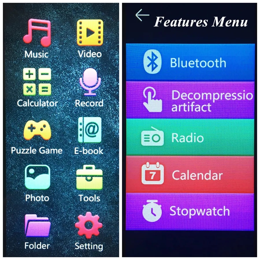 Mahdi M9 MP4 Player Bluetooth 5.0 Touch Screen 3.5 inch MP3 Player HIFI Music Player Support FM Radio E-book Video With Speaker. 