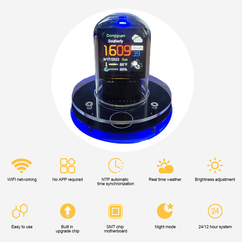 Nixie Tube Clock Smart Wifi Glow Diy Tube Clocks Cyberpunk Style Digital Table Clock Visual Display Changeable Automatic Update. 