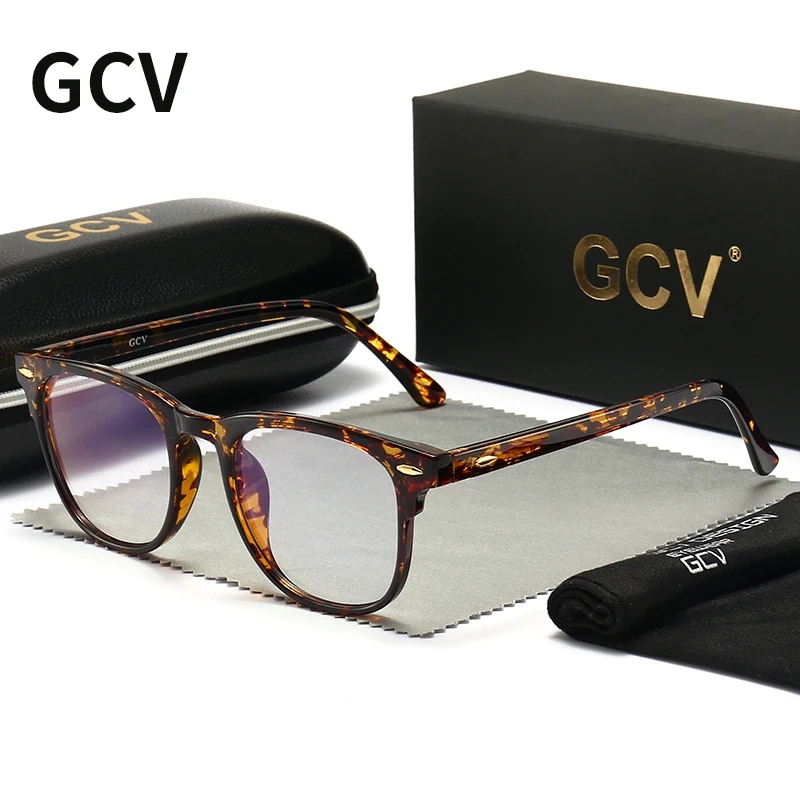 GCV Brand Rivets Square Frames Men Women The Blu-Ray Computer Goggles Ultralight Blue Light Johnny Depp Same Paragraph Glasses
