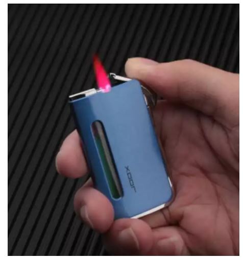 Ultra-thin Windproof Mini Inflatable Lighter Metal Gas Lighter Refillable Butane Cigarette Lighter Red Flame. 