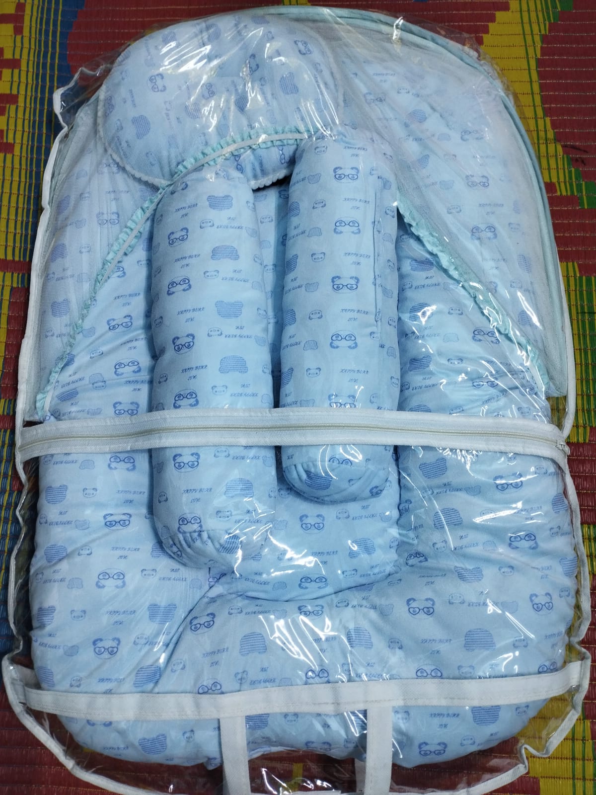 Baby Premium Bed Set with Mosquito Net Size - 34-24" Inches (Color as per stock). 