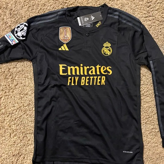 Real madrid black long sleeve jersey on sale