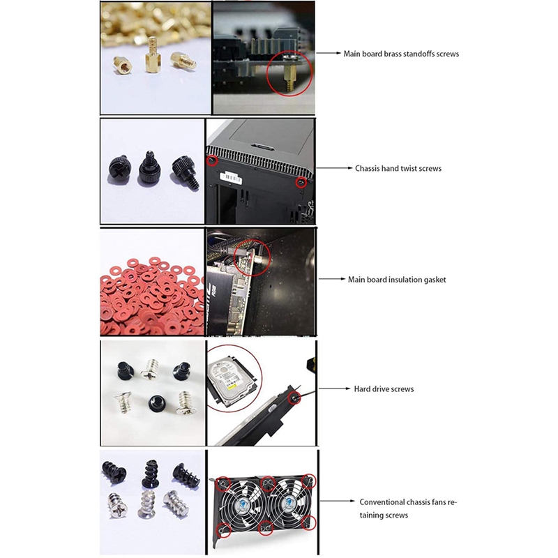 280PCS Computer Screw Standoffs Set Kit M3 M3.5 M5 Screw for Hard Drive Computer Case Motherboard Fan Power Image. 