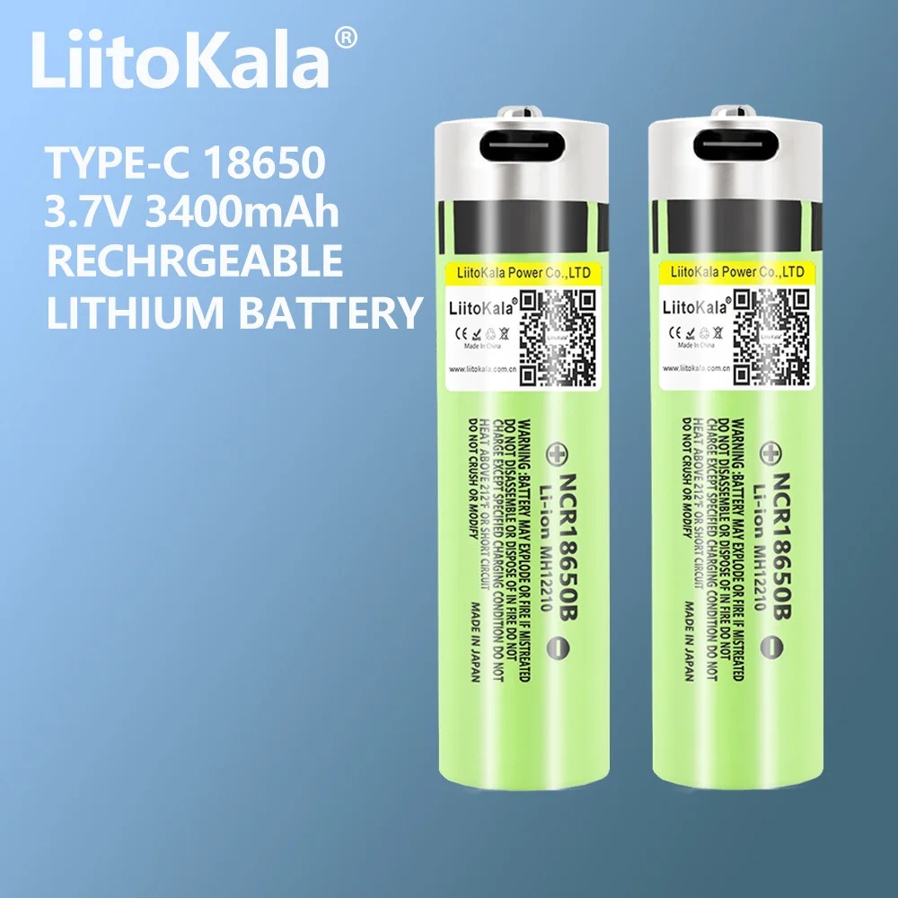 1PCS LiitoKala USB-34B Type-C 18650 3.7V 3400mAh USB Rechargeable Li-ion Battery for Flashlight Electric Mouse Toy Battery. 