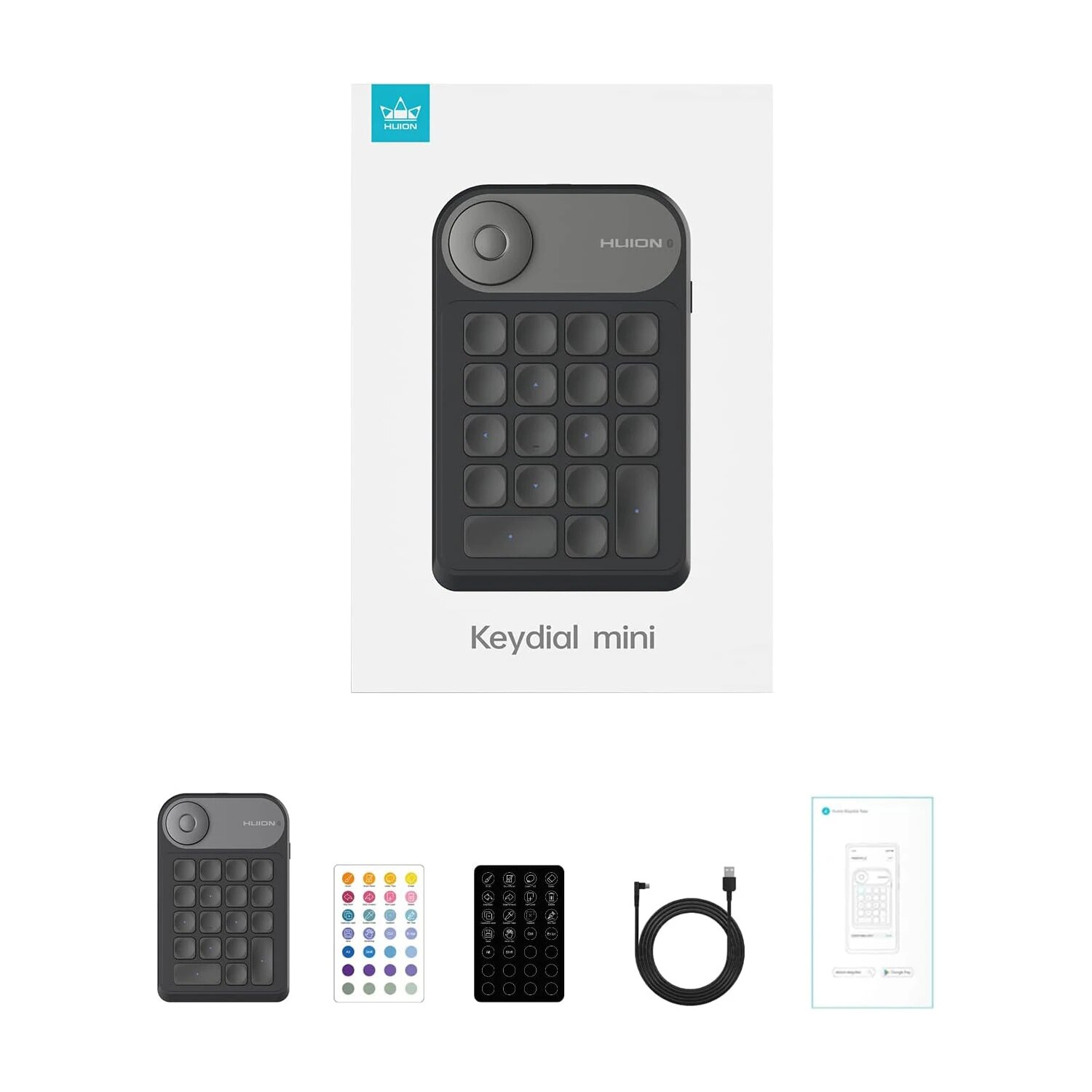 HUION Keydial Mini Wireless Keyboard Bluetooth Connectivity Keyboard with Dial, for Drawing Tablet PC MacBook Surface Pro Laptop. 