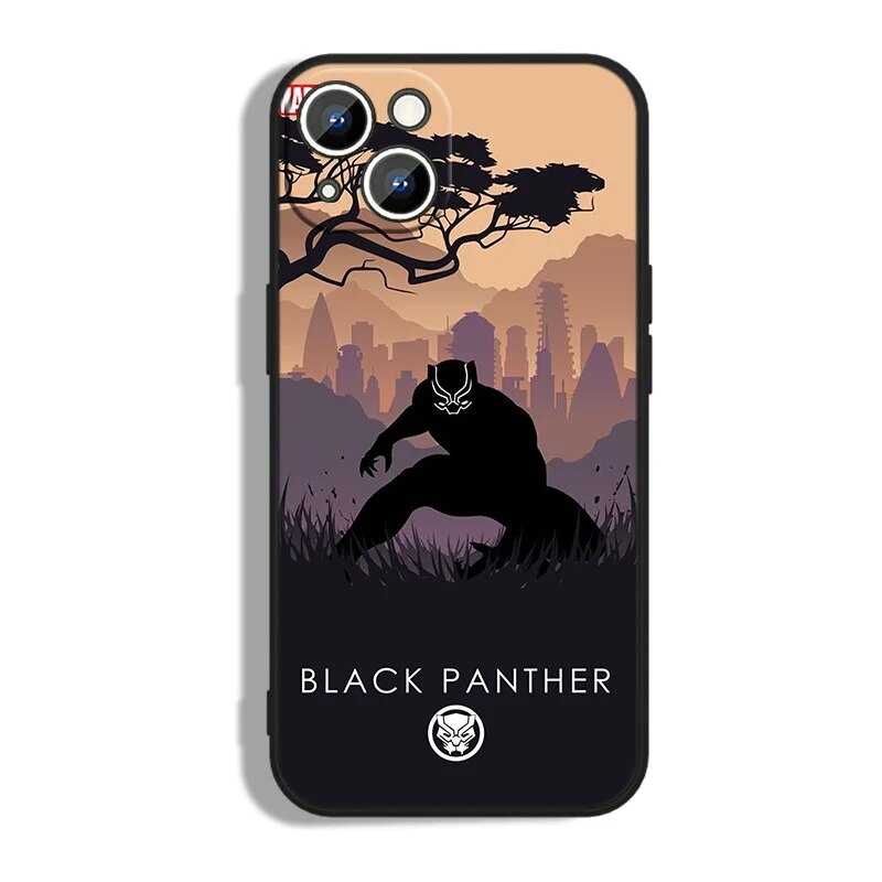 Marvel Black Panther Phone Case For Apple iPhone 14 13 12 11 Pro Max mini XS XR X 8 7 6S 6 Plus Black Soft Funda Back Cover. 