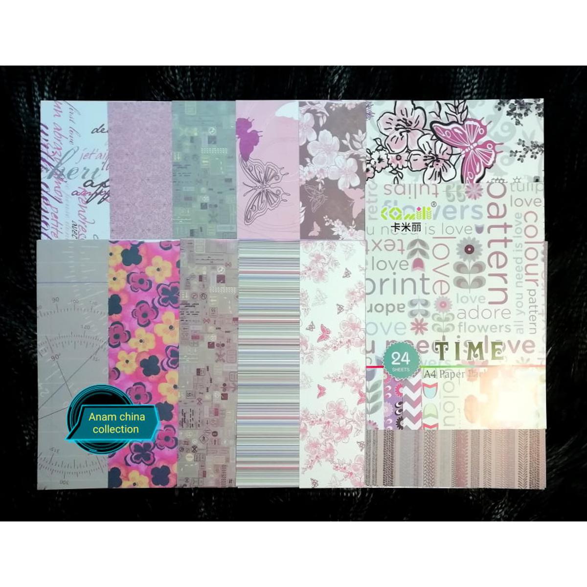 TIME Scrapbooking paper pack A4size (24 Sheets)