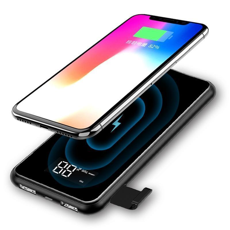 Baseus 8000mAh Power Bank QI Wireless Charger For iPhone 11/ 11 Pro/11 Pro Max / X/XS/XR Samsung S20 S20+ S20 Ultra S10 S9 S8+ Note 8, 9, 10, 10 Plus, Note10 Pro 5V/2A Powerbank Dual USB Charging Power bank Phone Stand. 