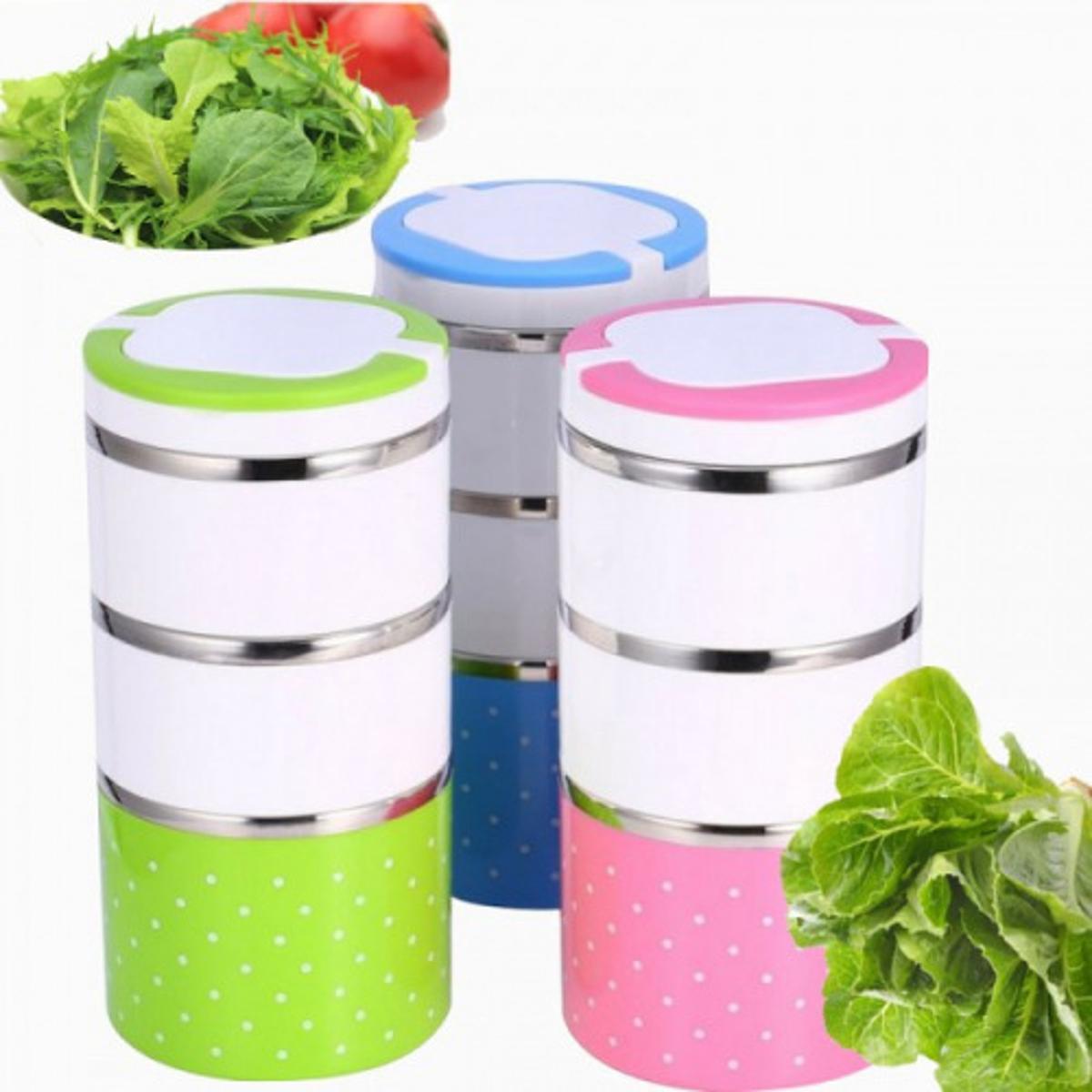 Three Layer Lunch Box Stainless Steel Tiffin Hot Box For Office School
