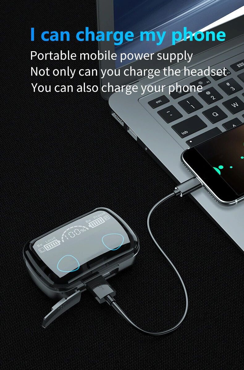 M10 TWS Ear buds with 9D HiFi Sound Bluetooth v5.1 - Bluetooth Headphone - Air Buds - Tws - Bluetooth Headphone. 