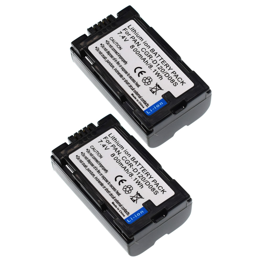 2pcs CGR-D120 D20 D08 Li-Ion Battery Pack for Panasonic D08R D08S NEW Camcorder