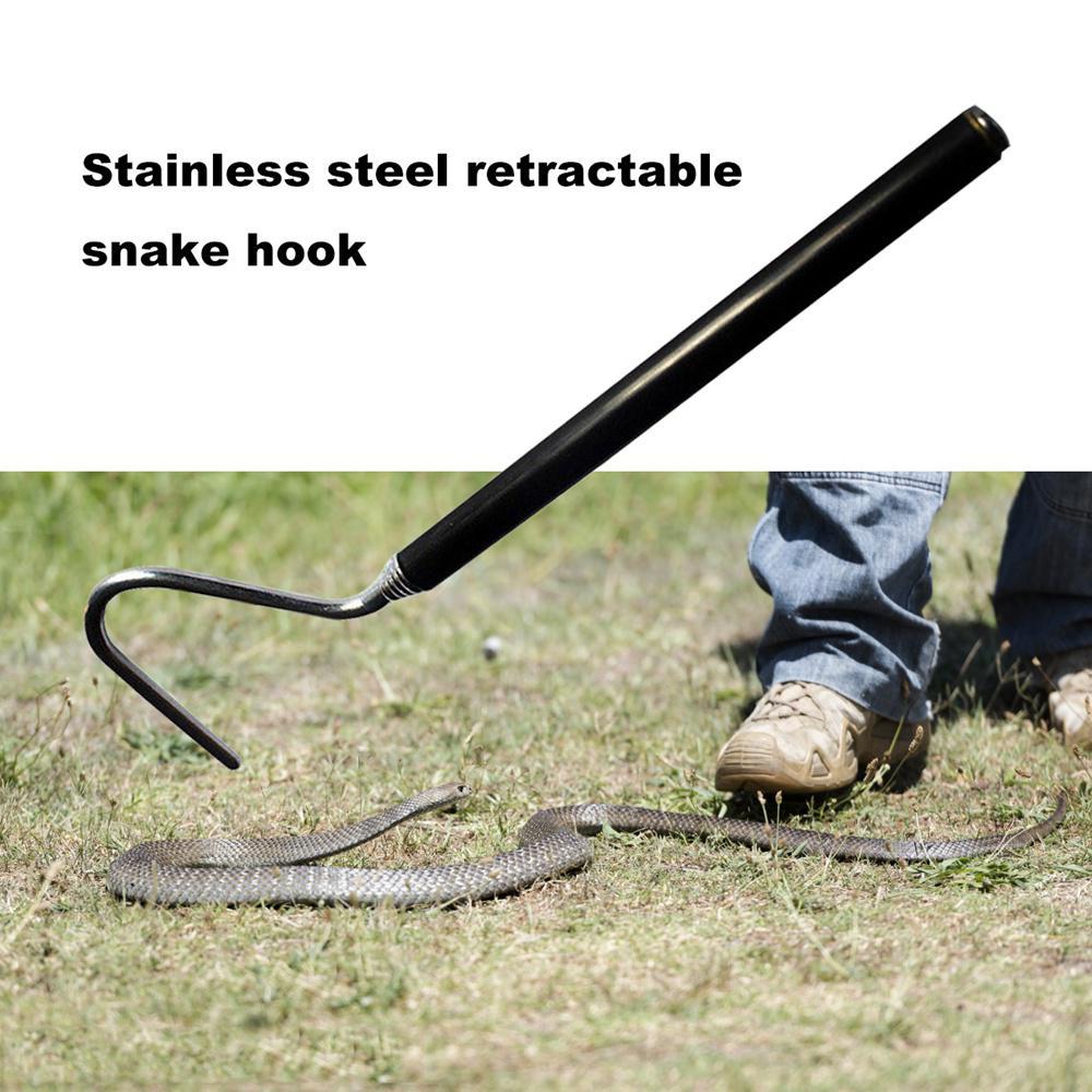 Snake Hook Stainless Steel Black Sliver Adjustable Long Handle Catching Tools Trap Tong. 