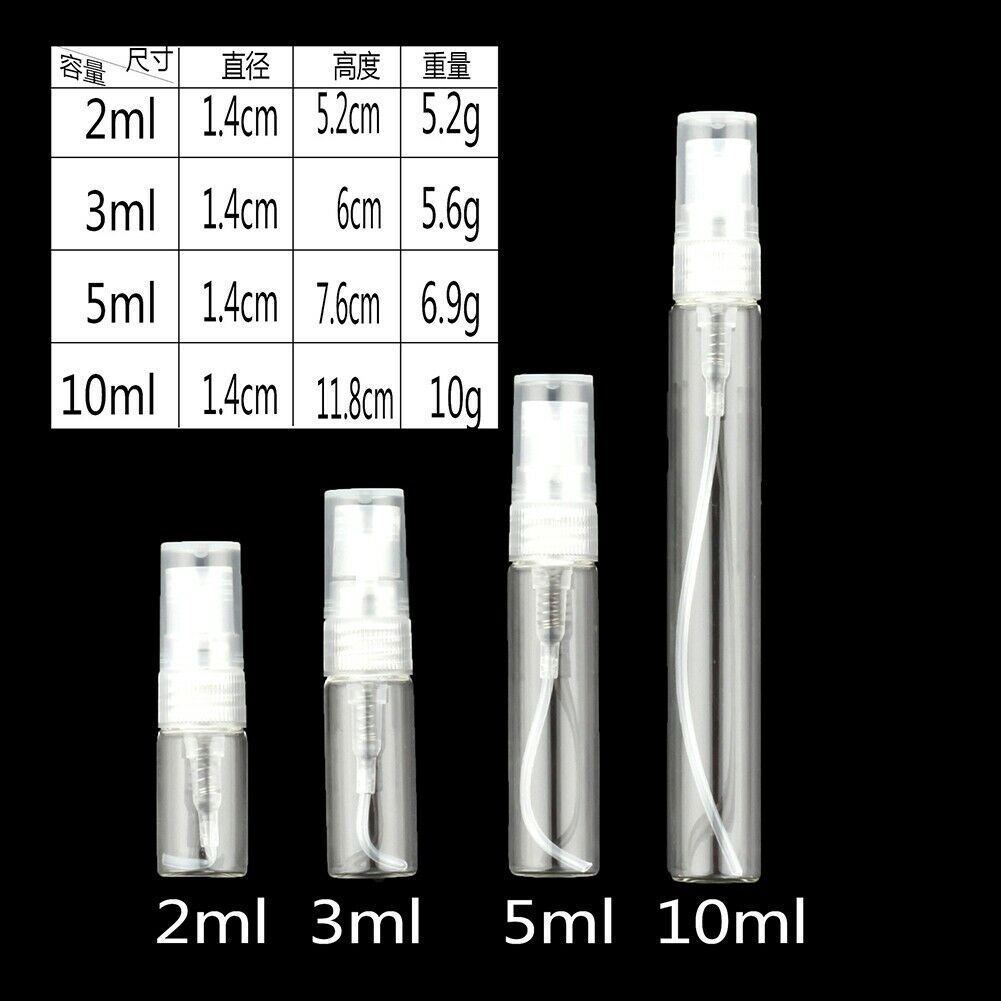 5Pcs 2/3/5/10ML Portable Mini Perfume Bottle Glass Empty Cosmetics Bottle Sample Test Tube Bottle Thin Glass Vials. 