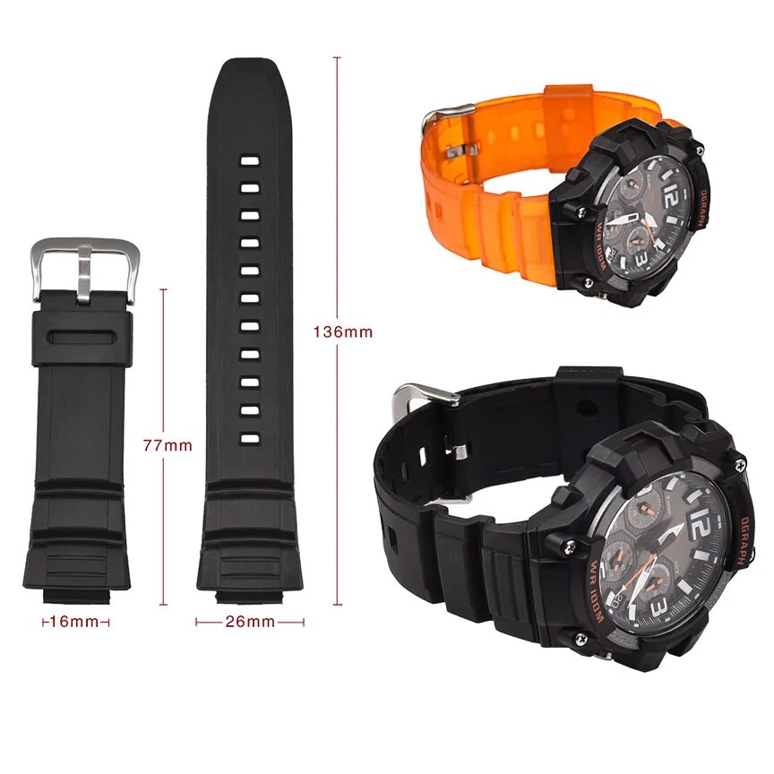 Resin Watch Strap Bracelet for Casio MCW-100H 110H WV-200 AE-2000 2100 W-S220 HDD-S100 Watch Band TPU Rubber Wristband Belt. 