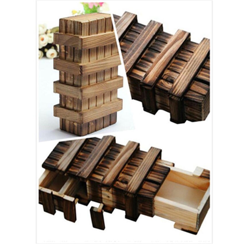Wooden Puzzle Box Vintage With Secret Drawer Magic Compartment Brain Teaser Wood Toy Puzzles Boxes Kids Toys