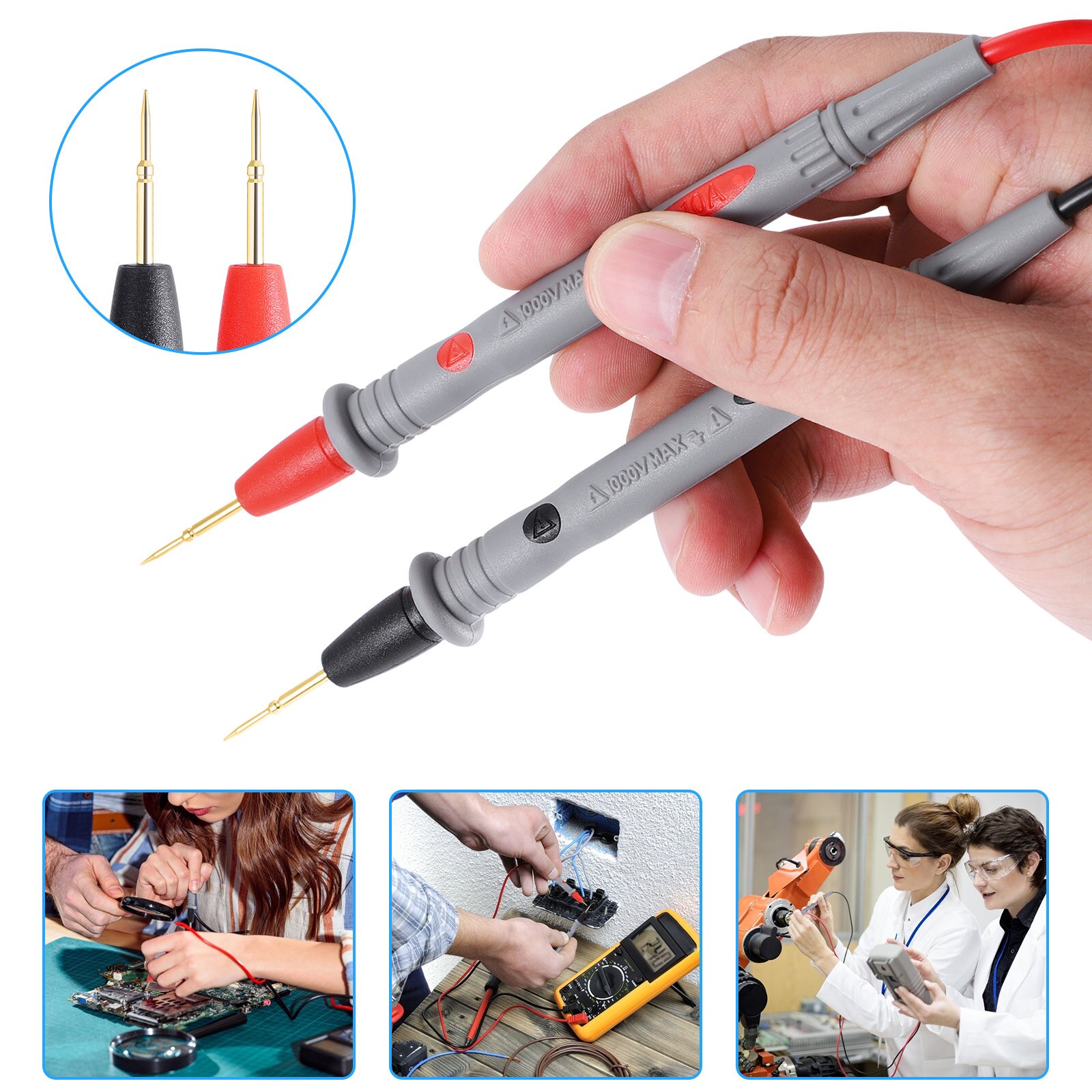 1 Pair Universal Probe Test Leads Pin for Digital Multimeter Needle Tip Meter Multi Meter Tester Lead Probe Wire Pen Cable. 