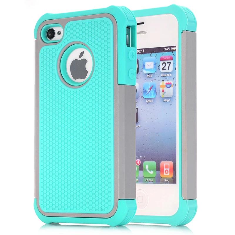 For iPhone 4 4S Case,WEFOR Hybrid Dual Layer Protective Case Cover with Hard Plastic and Soft Silicone for iPhone 4S iPhone 4