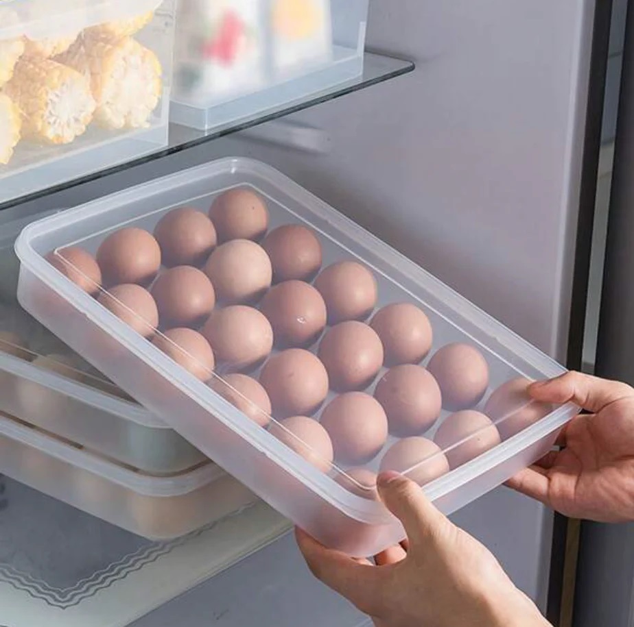 Egg box 34 Grids Egg Storage Box Large Capacity Hard Plastic Egg Case Organizer Holder Box Container Egg Dispenser for Refrigerator34 Grads Egg Box Basket Organizer Plastic Egg Food Container/dim box. 