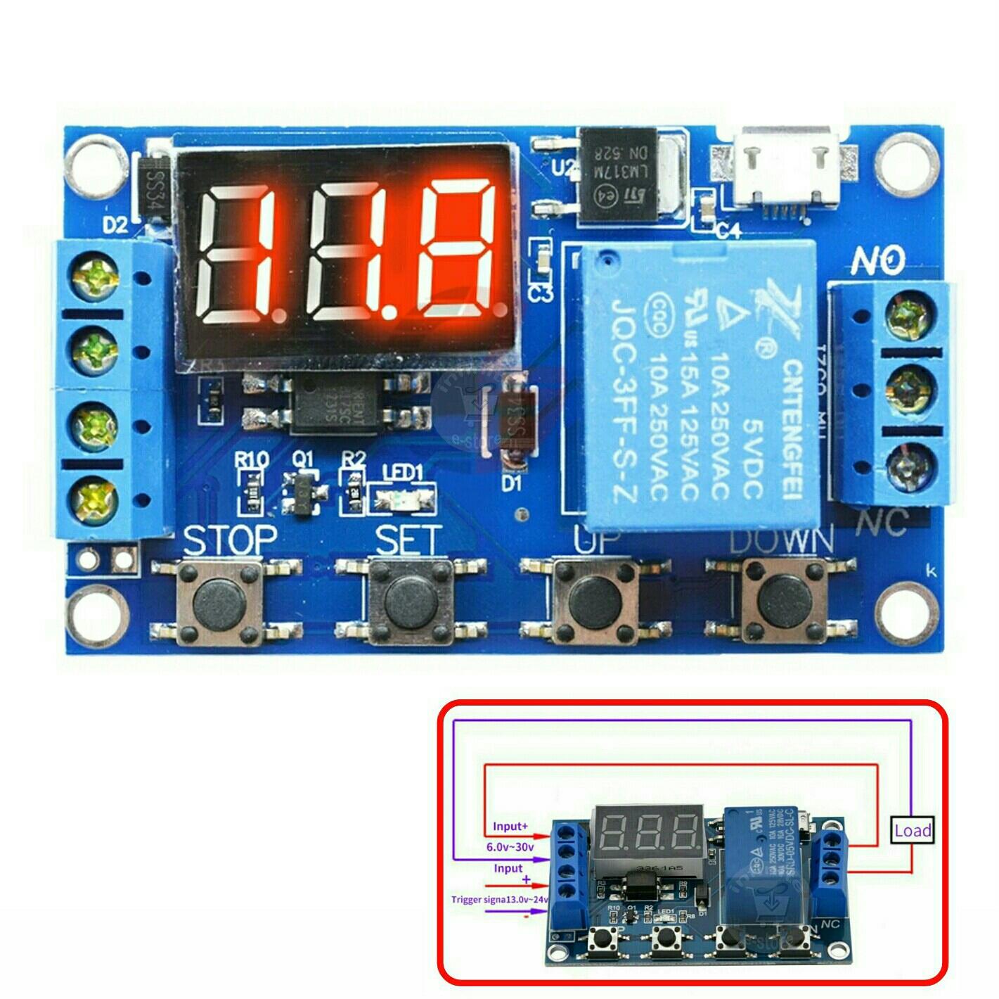 XY-J02 WS16 DC 6-30V 5V LED ডিসপ্লে অটোমেশন Cycle Loop Trigger Timer. 