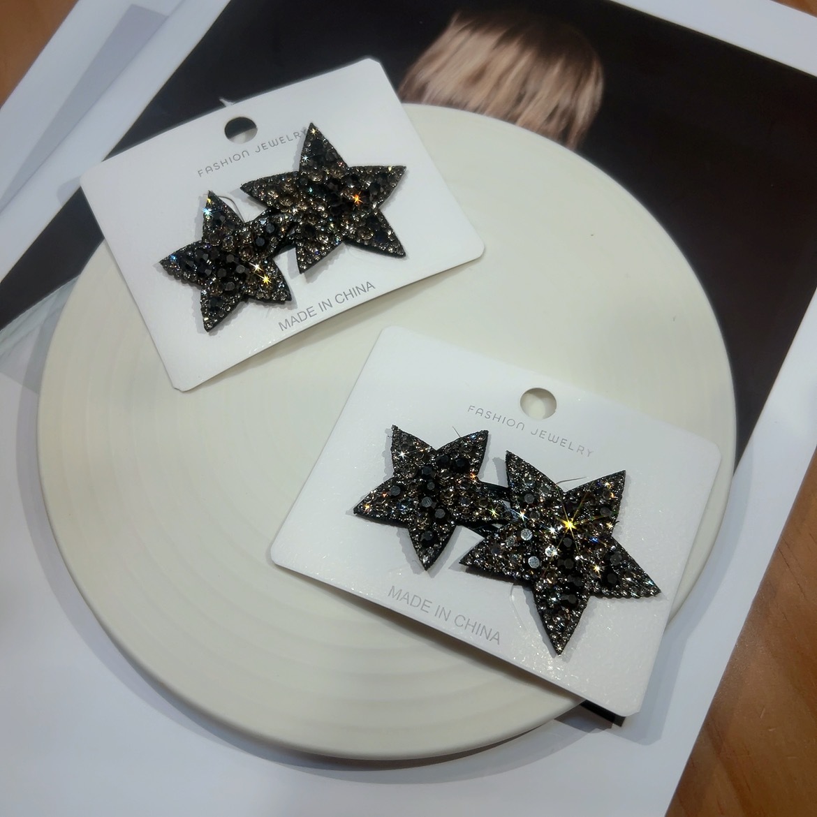 Korean style rhinestone five-pointed star bangs clip hairpin star side clip women's hair accessories duckbill clip BB clip hairpin hairpin