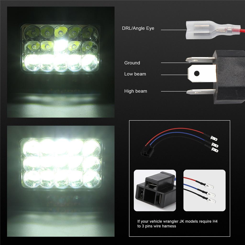 Square 3 Row 4x6 150W LED Headlight DRL Hi/Lo Sealed Beam Projector Driving Lamp. 