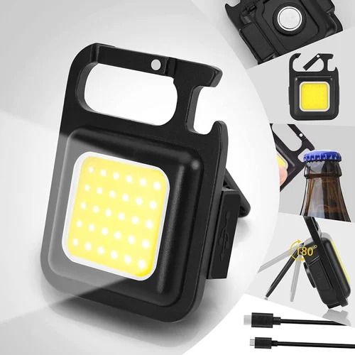 Mini Keychain Flash Light USB Rechargeable 3 Modes COB Waterproof Multifunction Portable Lamp Emergency Pocket Work Lights Small Bottle Opener for Outdoor Travel Camping Hiking. 