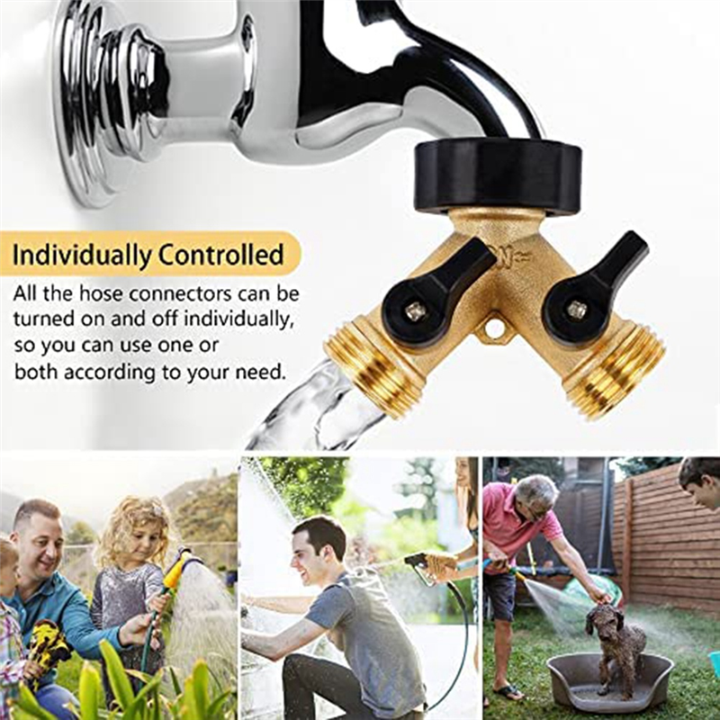 Garden Hose Splitter Hose Distributor Y Splitter 2 Valves with 2 Extra Rubber Washer. 