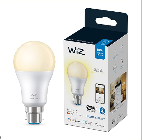 WiZ 60W Smart WiFi Light Bulb‎ 800lm with Alexa and Google Home Assistant. 