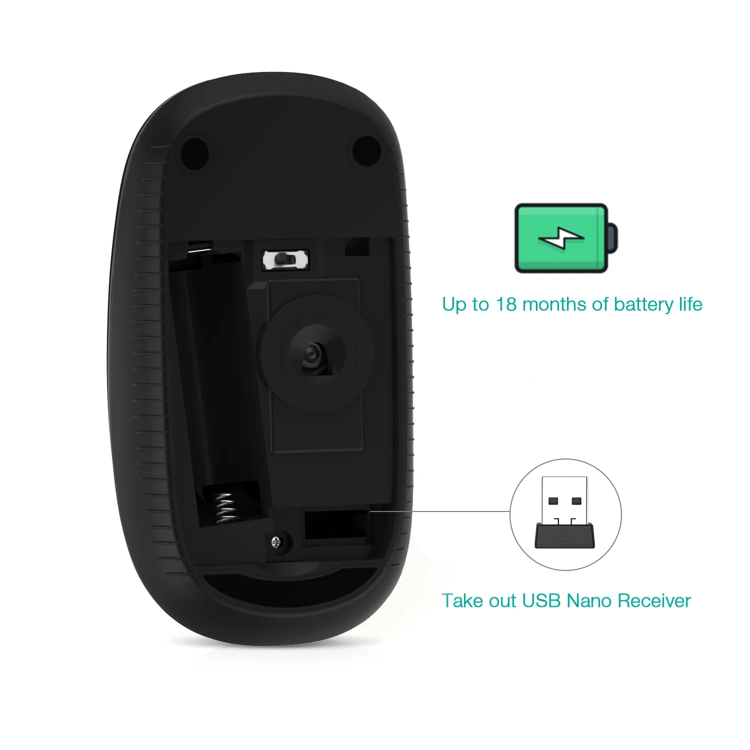 Jelly Comb 2.4G Slim Mouse Wireless with Nano Receiver Portable Optical Noiseless Mice for Notebook PC Laptop Computer MacBook. 
