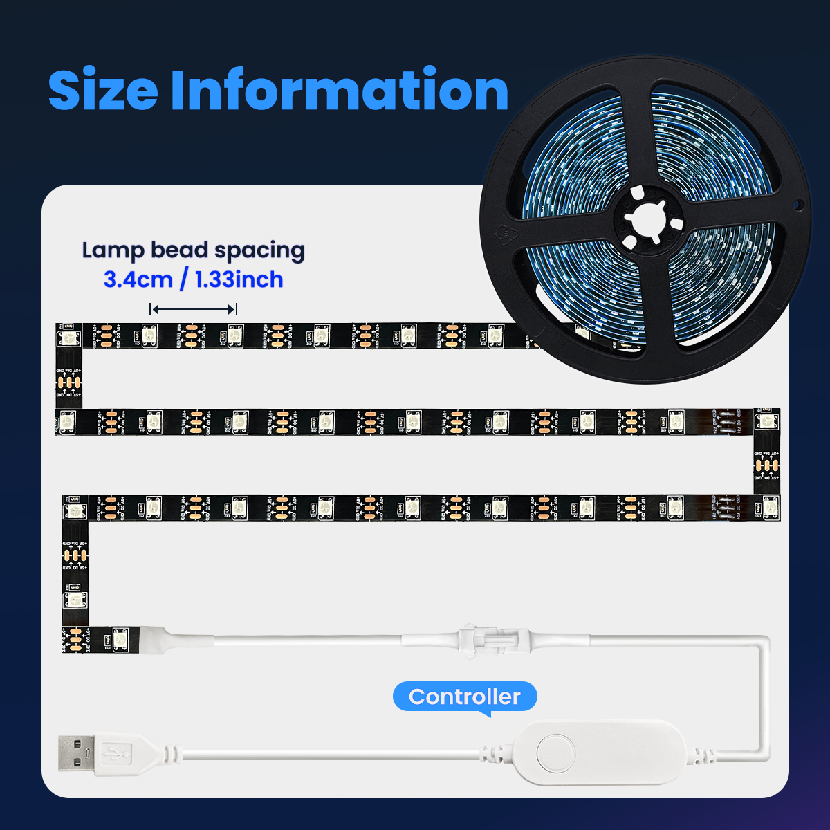 Immersive PC Background RGBIC LED Strips Monitor Screen Color ,USB Sync Box Compatible for Win PC, Ambient Lighting. 
