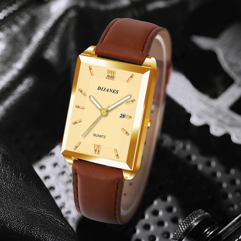 2023 Fashion Men's Watches for Men Rectangle Stainless Steel Mesh Belt Quartz Wrist Watch Man Casual Leather Watch reloj hombre. 