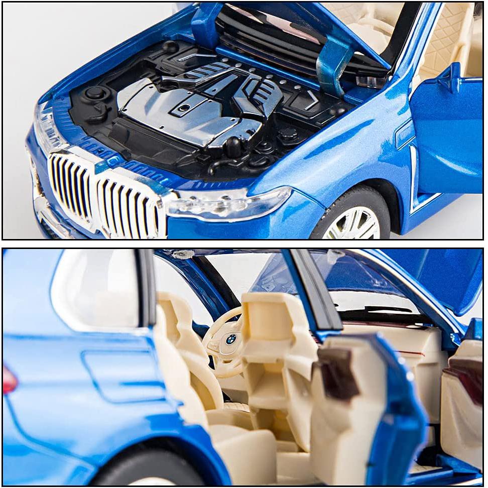 Compatible for BMW X7 SUV Model Car Toy Black, Diecast Model SUV Alloy Pull Back Toy Car with Sound and Light 1:24. 