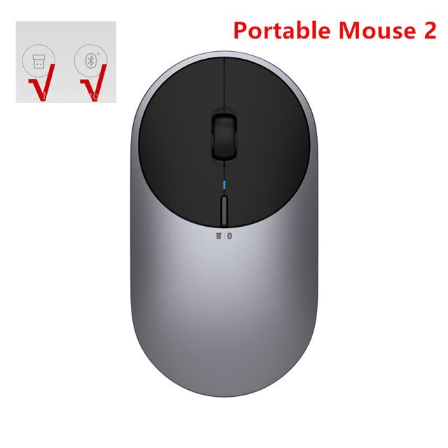 Newest Xiaomi Mi Portable Mouse 2 4-DPI 4000 2400 1800 1200 Bluetooth-Compatible RF2.4 Aluminium Metal ABS Windows 10 Android. 