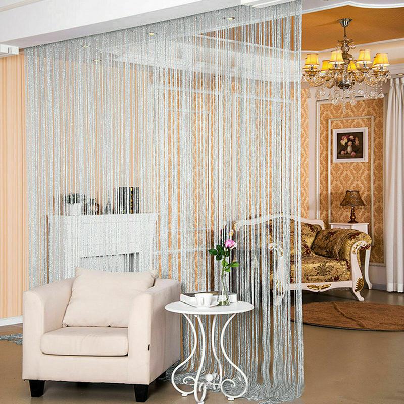 1x2m String Curtain Shiny Tassel Line Curtains Window Door Divider Drape for Home Living Room Cafe interior Decorations Valance. 