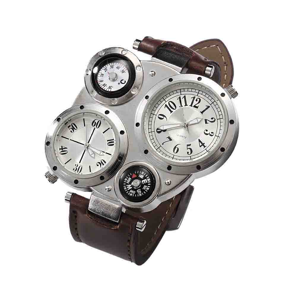 【Top mobile Store】(NEW)Men Dual Movement Quartz Waterproof Outdoor Thermometer Watch