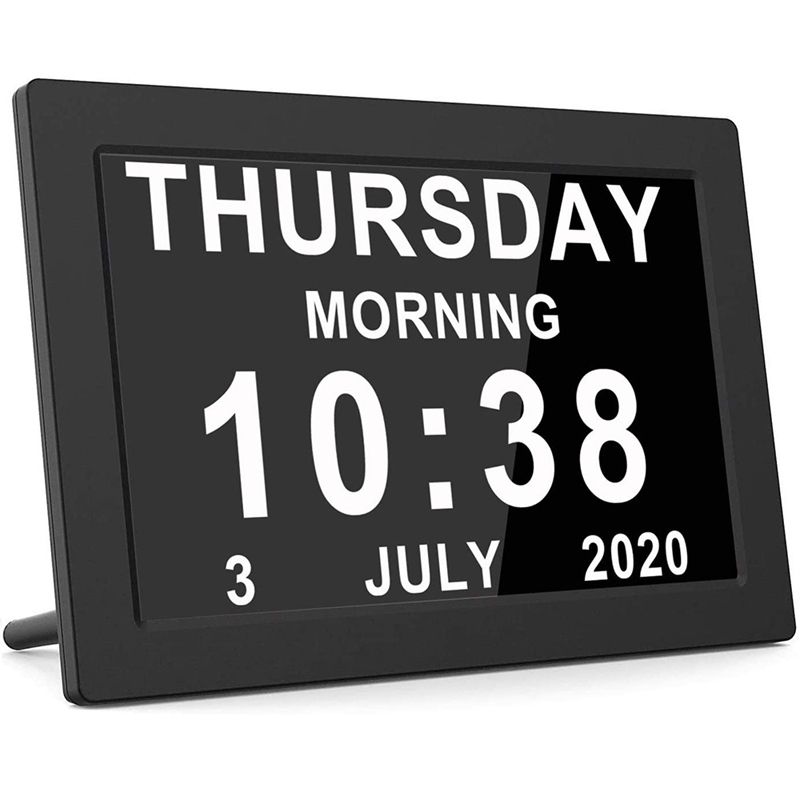 FORIDE Dementia Clocks,Calendar Clock,Digital Clock with Large Digits Display,Alarm Clock with HD Digital Photo Frame,UK Plug. 