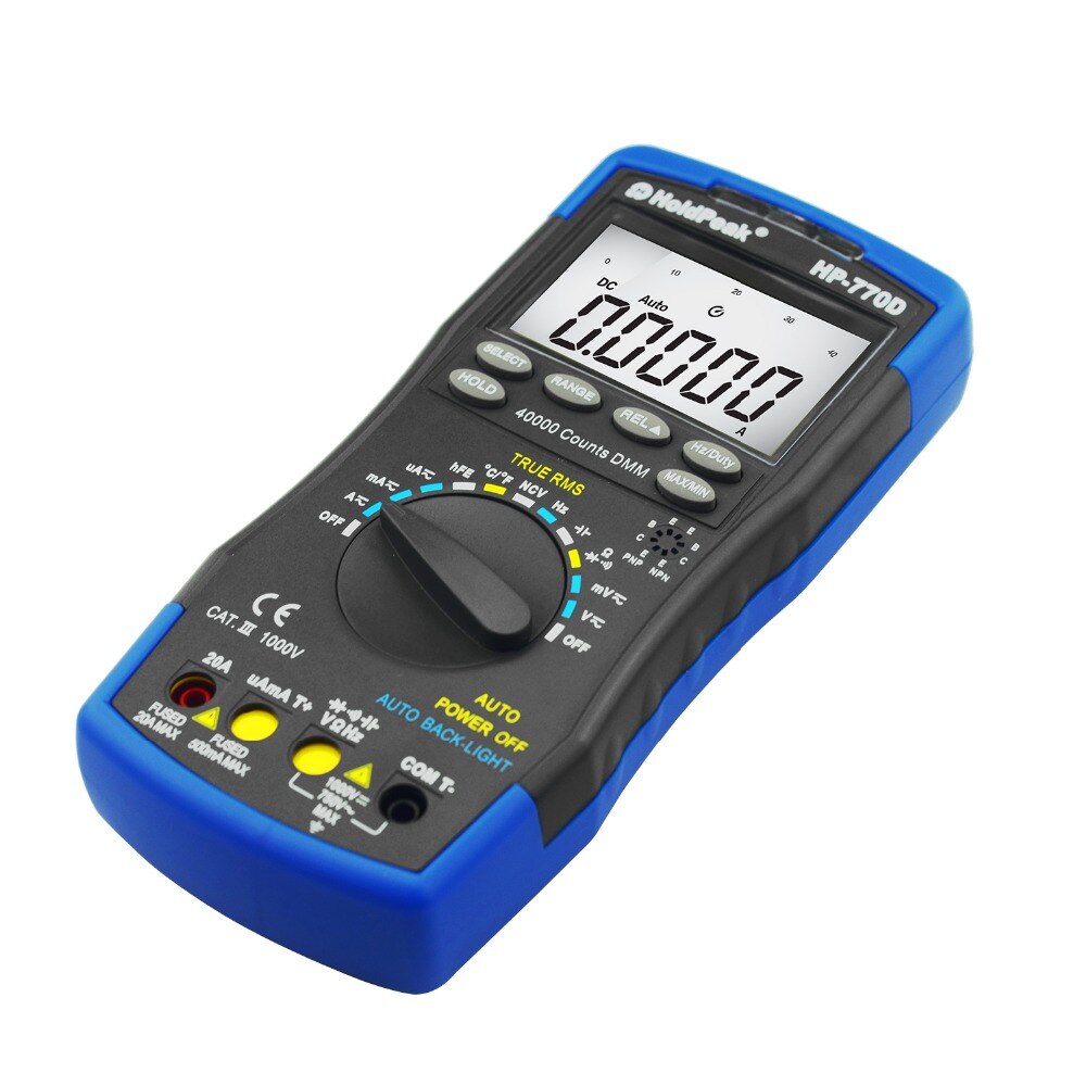 HoldPeak Digital Multimeter HP-770D High-Accuracy Auto Range True RMS 40000 Counts NCV DC Voltage Current Ohm Tester. 