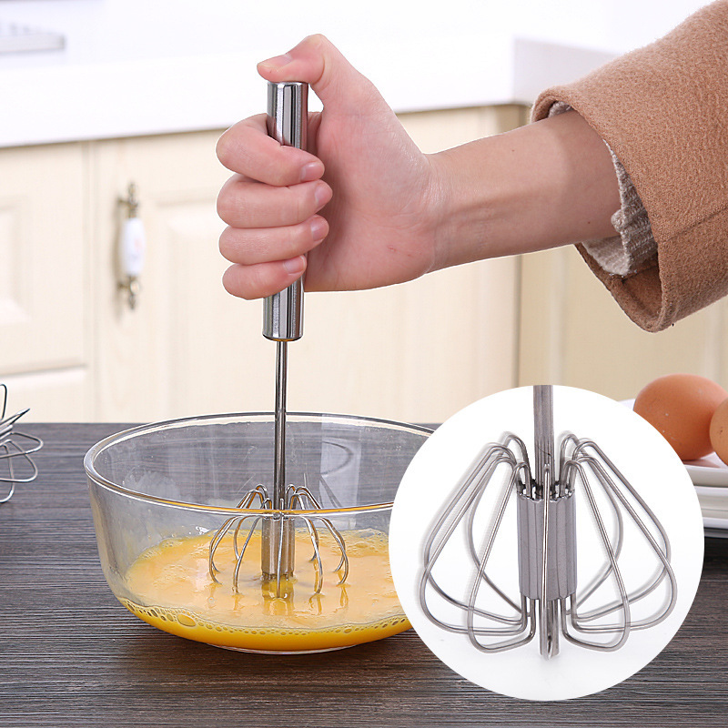 Home Semi-Automatic Stainless Steel Egg Whisk Household Whisk Cream Manual Whisk Egg Wirrel Egg Wrecker Egg Stick Baking. 