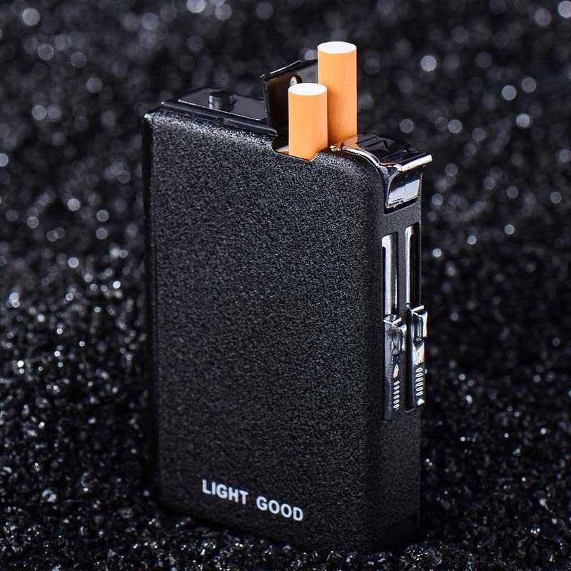 Cigarette Holder Case with lighter Damp Proof metal Cigarette Box Smoking  Accessary Ultra Thin Cigarette Case Gift for Men