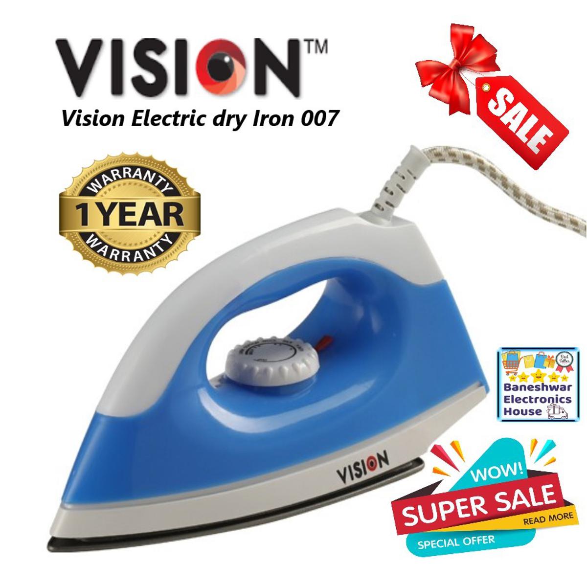 Vision Electric Dry Iron 007 - White and Blue
