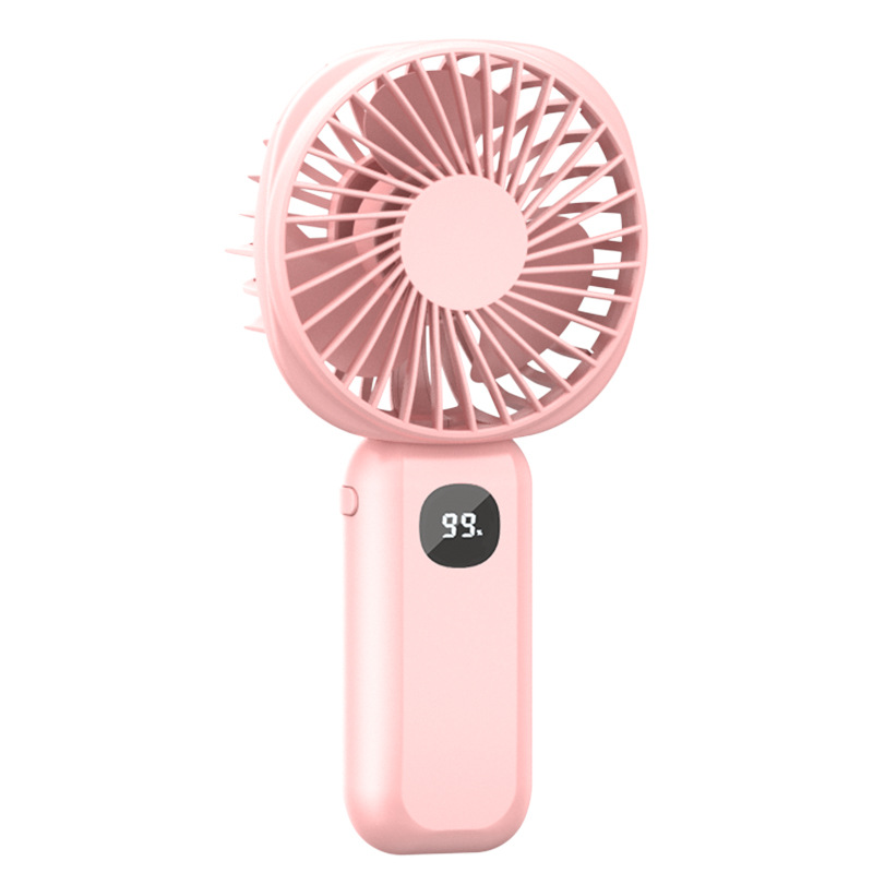 Handheld Mini Fan USB Rechargeable Silent Night Light Rechargeable Treasure Digital Display. 