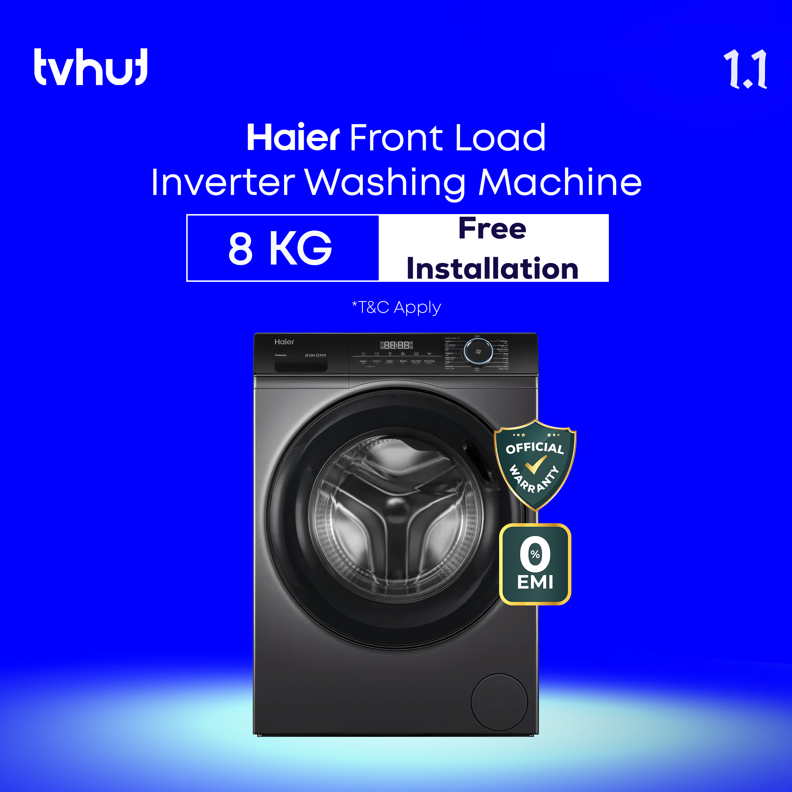 Haier 8 KG Inverter Front Load Washing Machine with Official Warranty