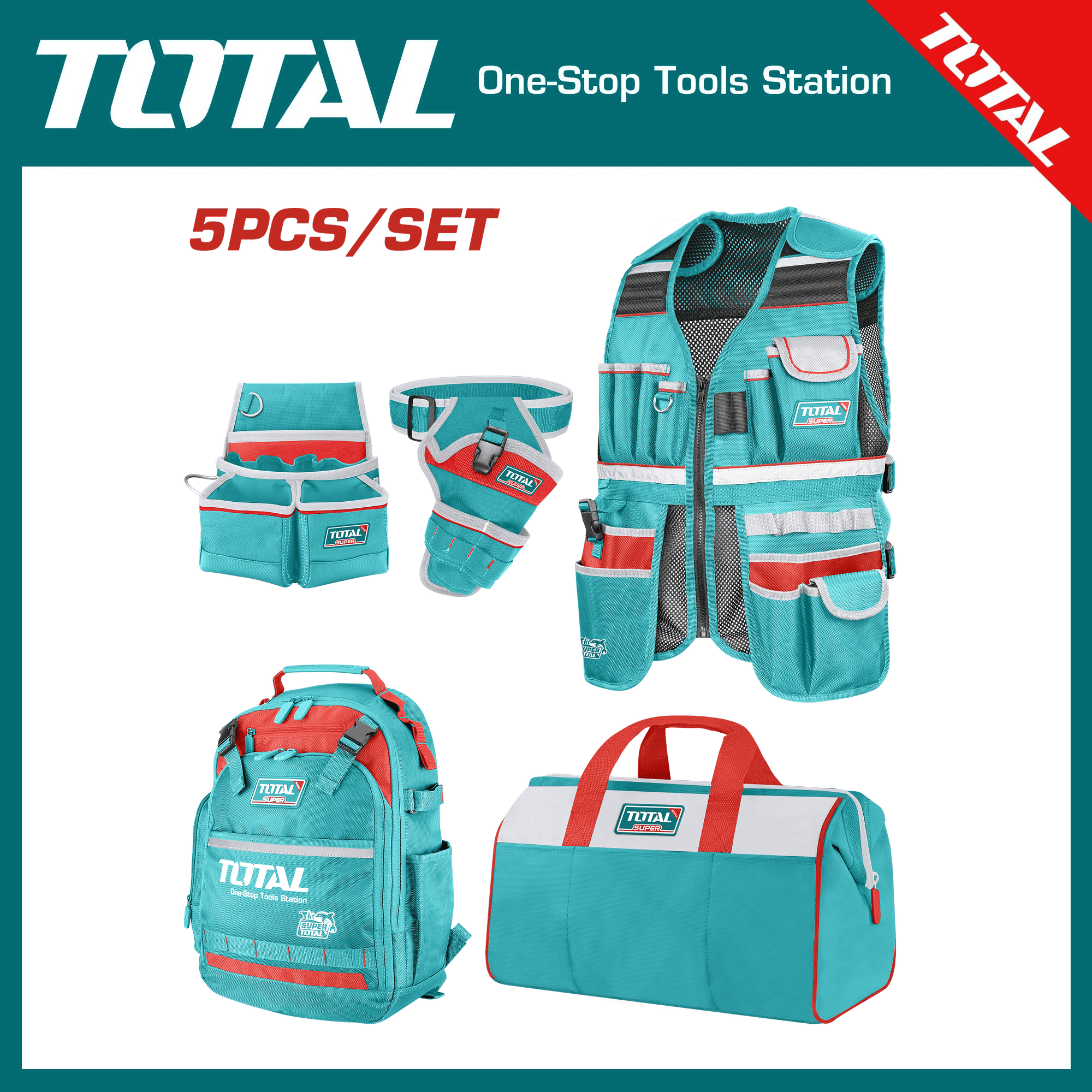 TOTAL TOS23090 5 PCS TOOLS BAG SET