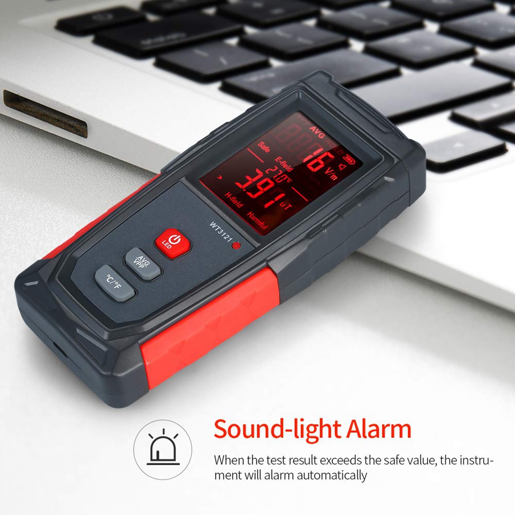 EMF Meter USB Rechargeable, Radiation Detector for Electromagnetic Field and Temperature Precise for. 