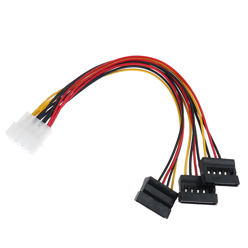 SATA Adapter Cable IDE 4Pin Male To 3 Port SATA Female Splitter Hard Drive Power Supply Cable SATA Cable 22cm