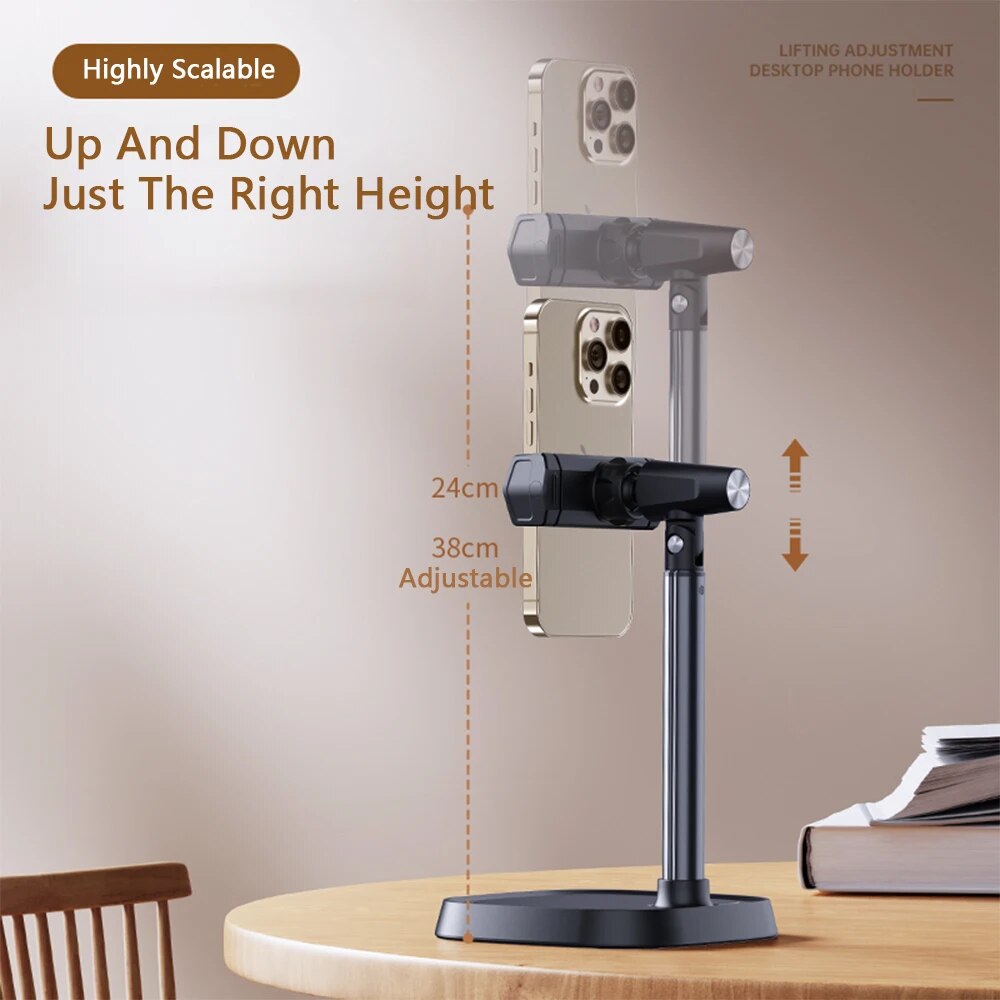 Adjustable Retractable Phone Stand For iPhone Xiaomi Huawei Redmi Live Broadcast Cell Phone Support Desk Stand Phone Accessories. 