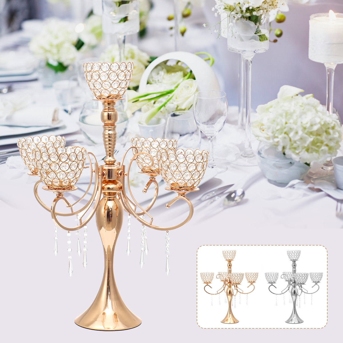 Gold Silver Candle Holders Furniture Wedding Decoration Metal Crystal Centerpiece Dining Table Candelabra Stand Home Decor Mother Day Silver Buy Online At Best Prices In Bangladesh Daraz Com Bd