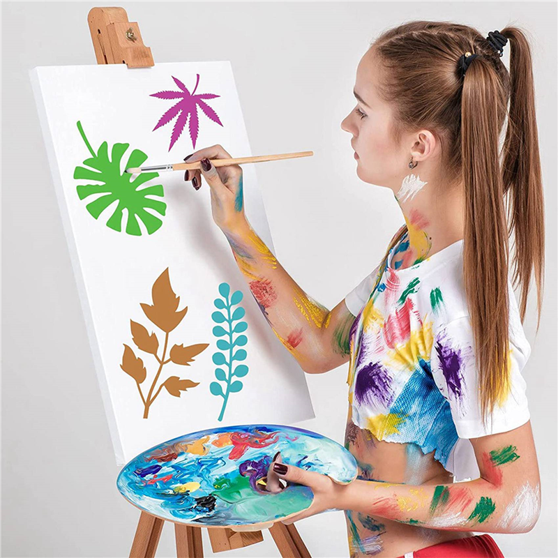 48 Pieces Leaves Stencil Reusable Sheet Painting Stencil Sheet Wall Stencil Leaf Pattern Template Tropical Leaf Reusable. 